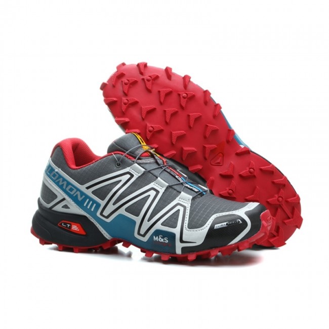Salomon Mountain Trail Running Speedcross 3 Mens Shoes In Silver Red