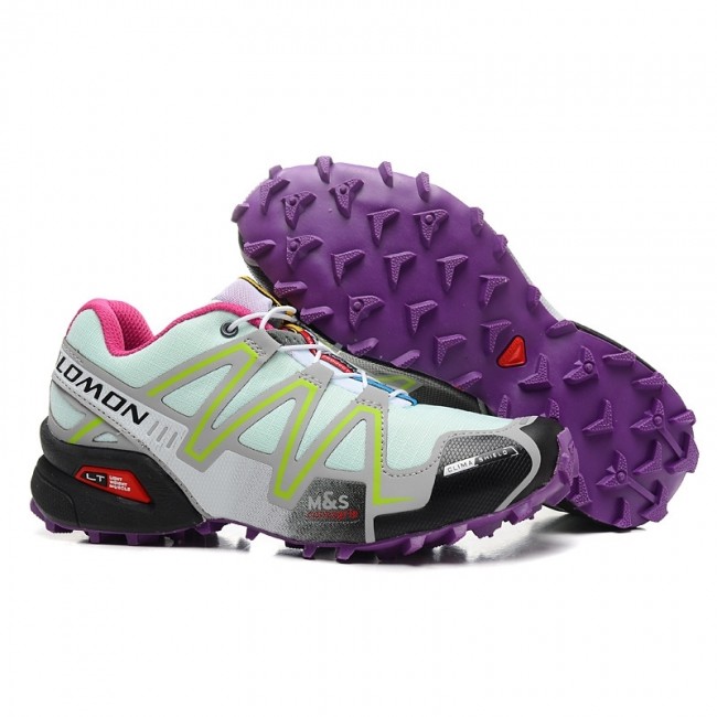 Salomon Mountain Trail Running Spikecross 3 Cs Womens Shoes In Gray Purple