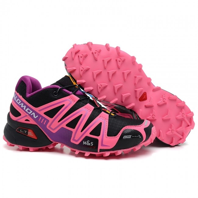 Salomon Mountain Trail Running Spikecross 3 Cs Womens Shoes In Black Pink