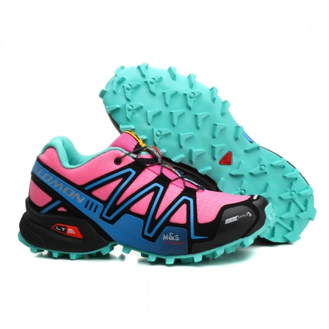 Salomon Mountain Trail Running Spikecross 3 Cs Womens Shoes In Blue Pink