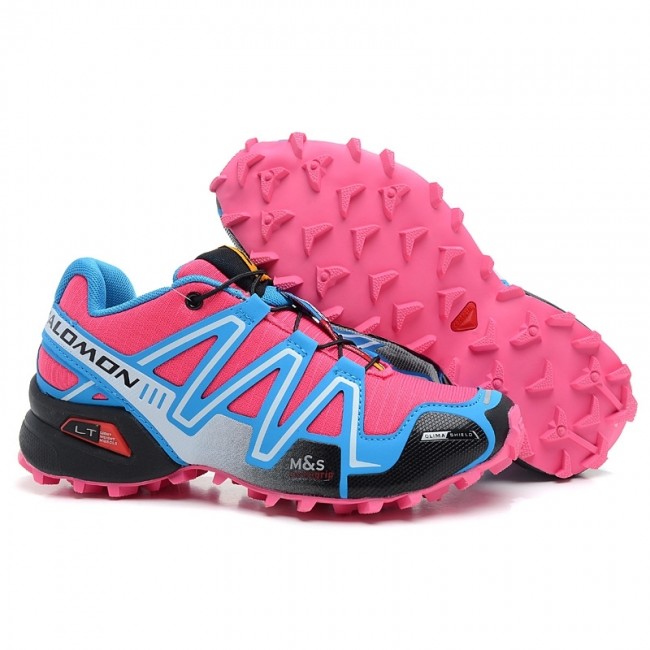 Salomon Mountain Trail Running Spikecross 3 Cs Womens Shoes In Pink Blue