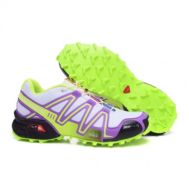 Salomon Mountain Trail Running Spikecross 3 Cs Womens Shoes In White Purple