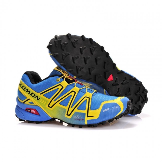 Salomon Mountain Trail Running Speedcross 3 Mens Shoes In Yellow Blue