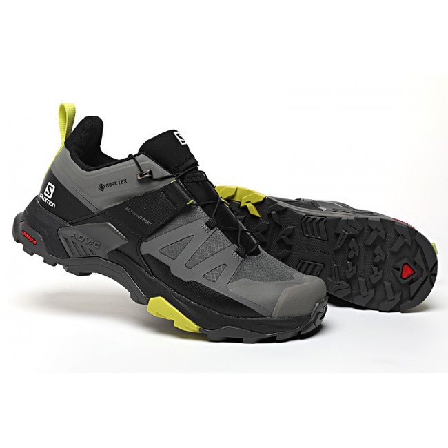 Men's Salomon X Ultra 4 Gore-Tex Hiking Shoes In Dark Gray Black